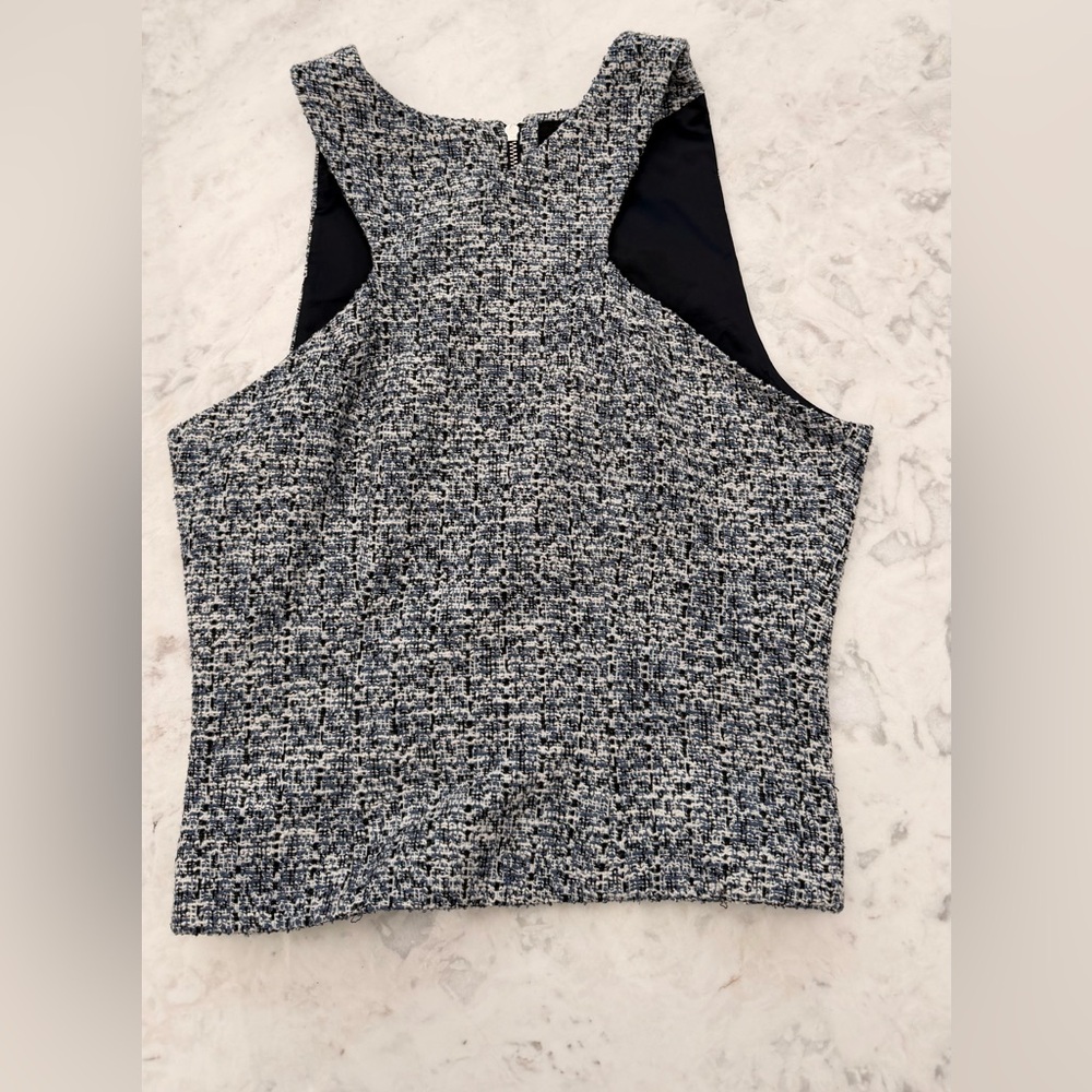 Me + Em. Textured Black and White Tweed Sleeveless Top. Size 4